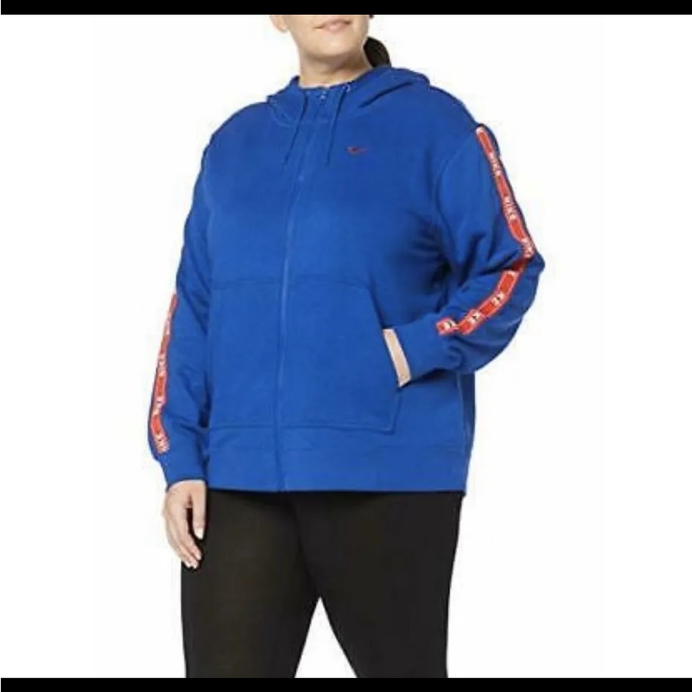 NWT Nike Women’s Cotton Logo Tape Full Zip Hoodie/Jacket Blue/Red Plus Size 2X